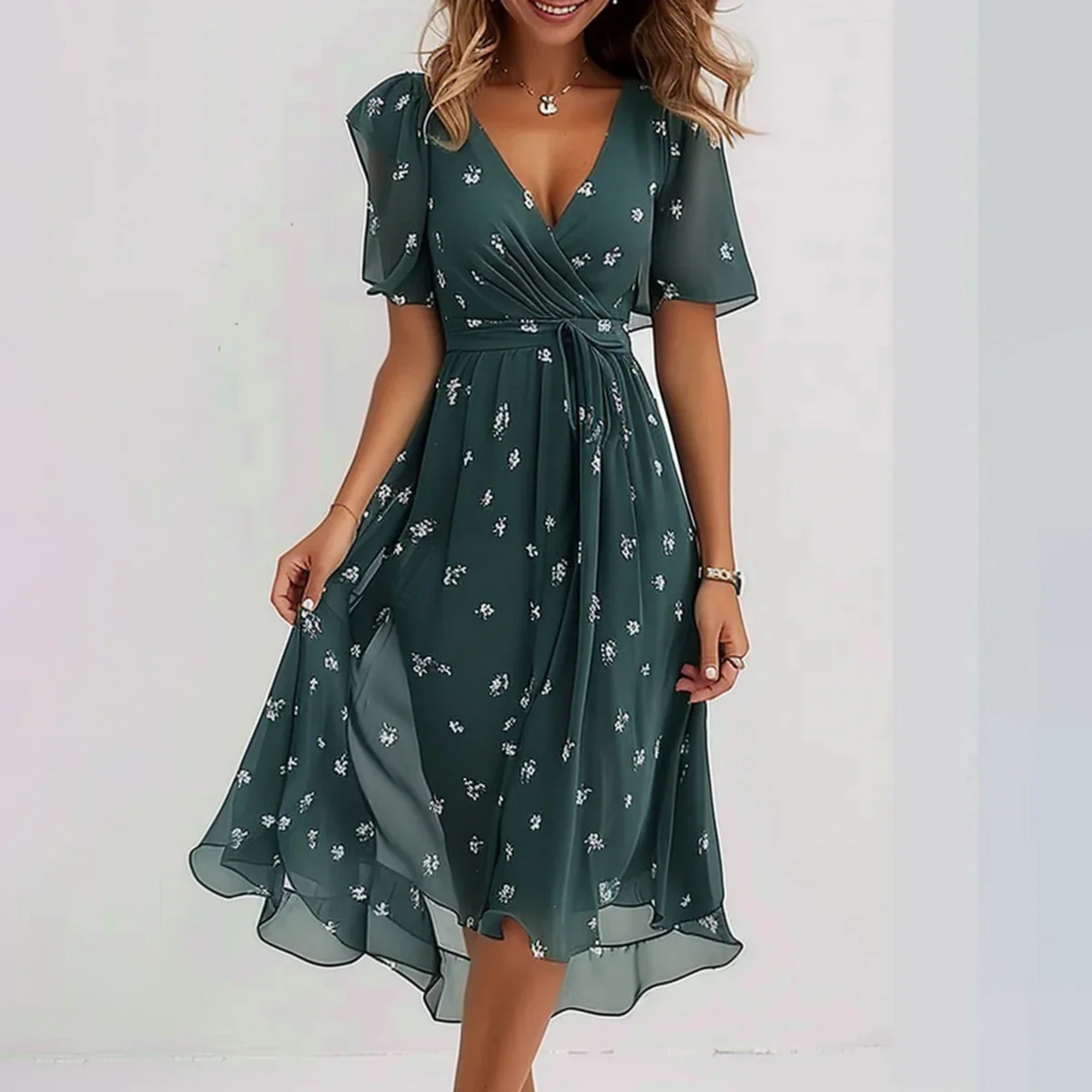 Image of Harper | Women's V-Neck Wrap Midi Dress