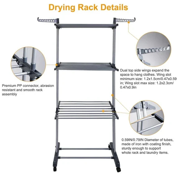 Heavy-Duty Foldable Rolling Clothes Rack