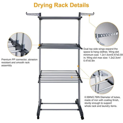 Heavy-Duty Foldable Rolling Clothes Rack
