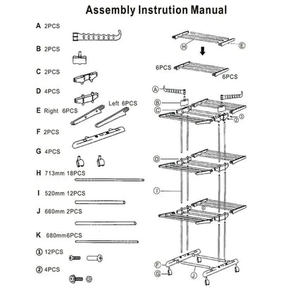 Heavy-Duty Foldable Rolling Clothes Rack