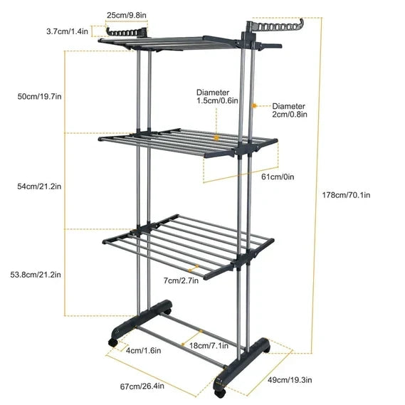 Heavy-Duty Foldable Rolling Clothes Rack