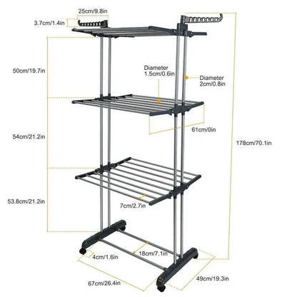 Heavy-Duty Foldable Rolling Clothes Rack