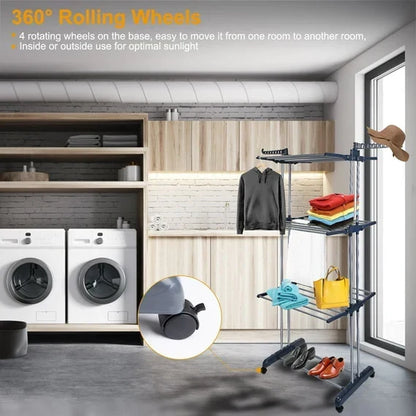 Heavy-Duty Foldable Rolling Clothes Rack