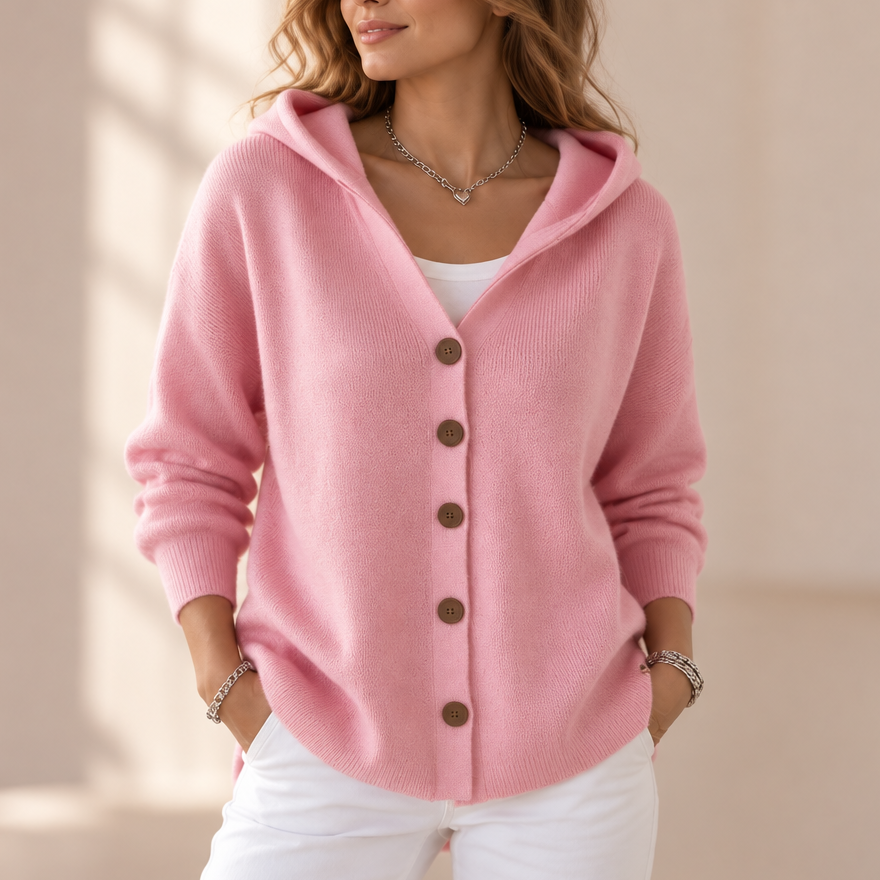 Hooded A-Line Knit Cardigan