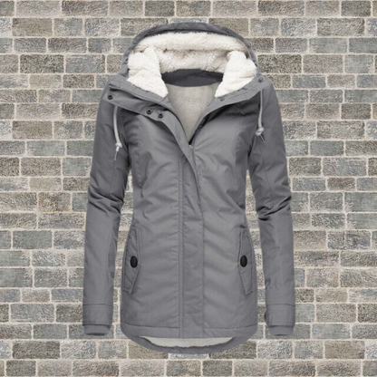 Hooded Plissé Cotton Winter Coat