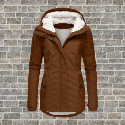 Hooded Plissé Cotton Winter Coat