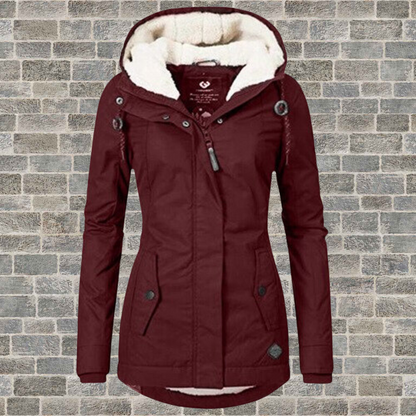 Hooded Plissé Cotton Winter Coat