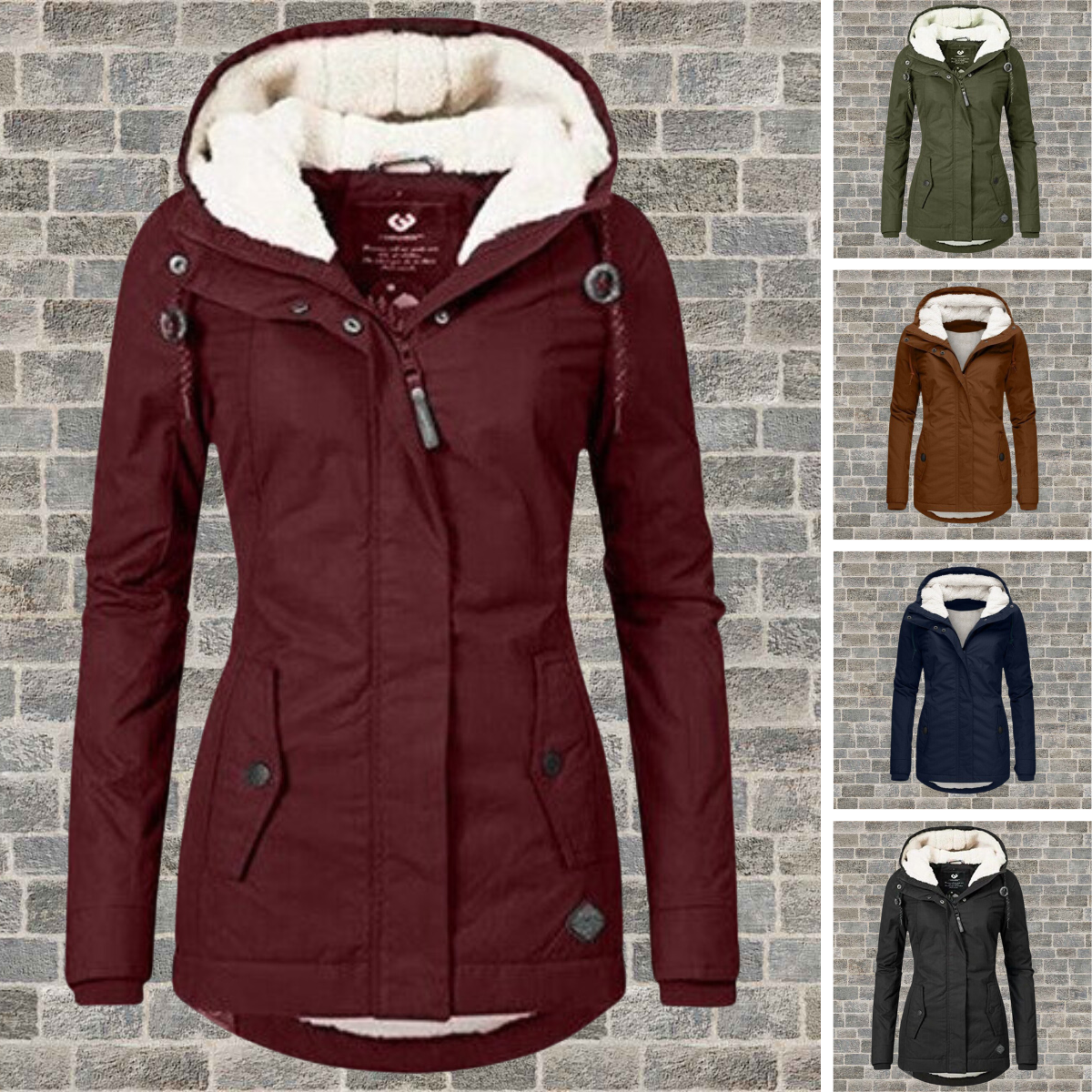 Hooded Plissé Cotton Winter Coat