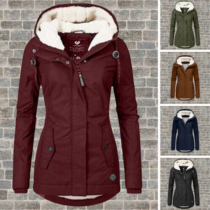 Hooded Plissé Cotton Winter Coat