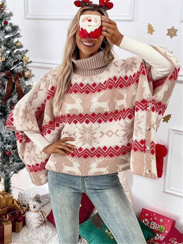 Serena | Women's Oversized Turtleneck Poncho Sweater - Image 5