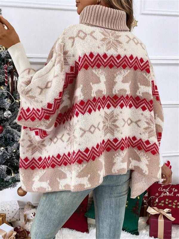 Serena | Women's Oversized Turtleneck Poncho Sweater - Image 3