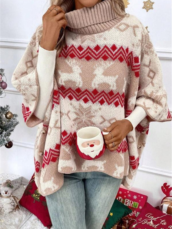 Serena | Women's Oversized Turtleneck Poncho Sweater - Image 2