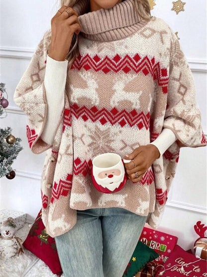 Serena | Women's Oversized Turtleneck Poncho Sweater - Image 2