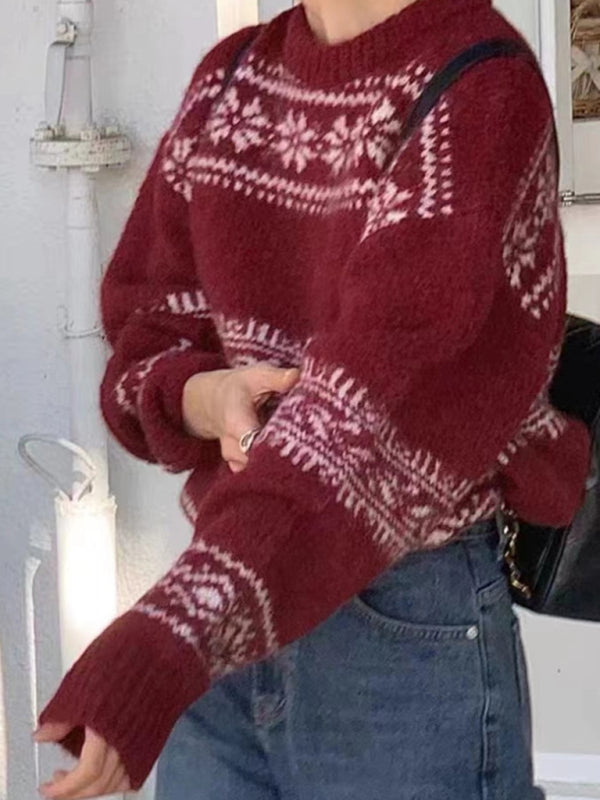 Nell | Women's Fair Isle Relaxed Fit Pullover Sweater - Image 1