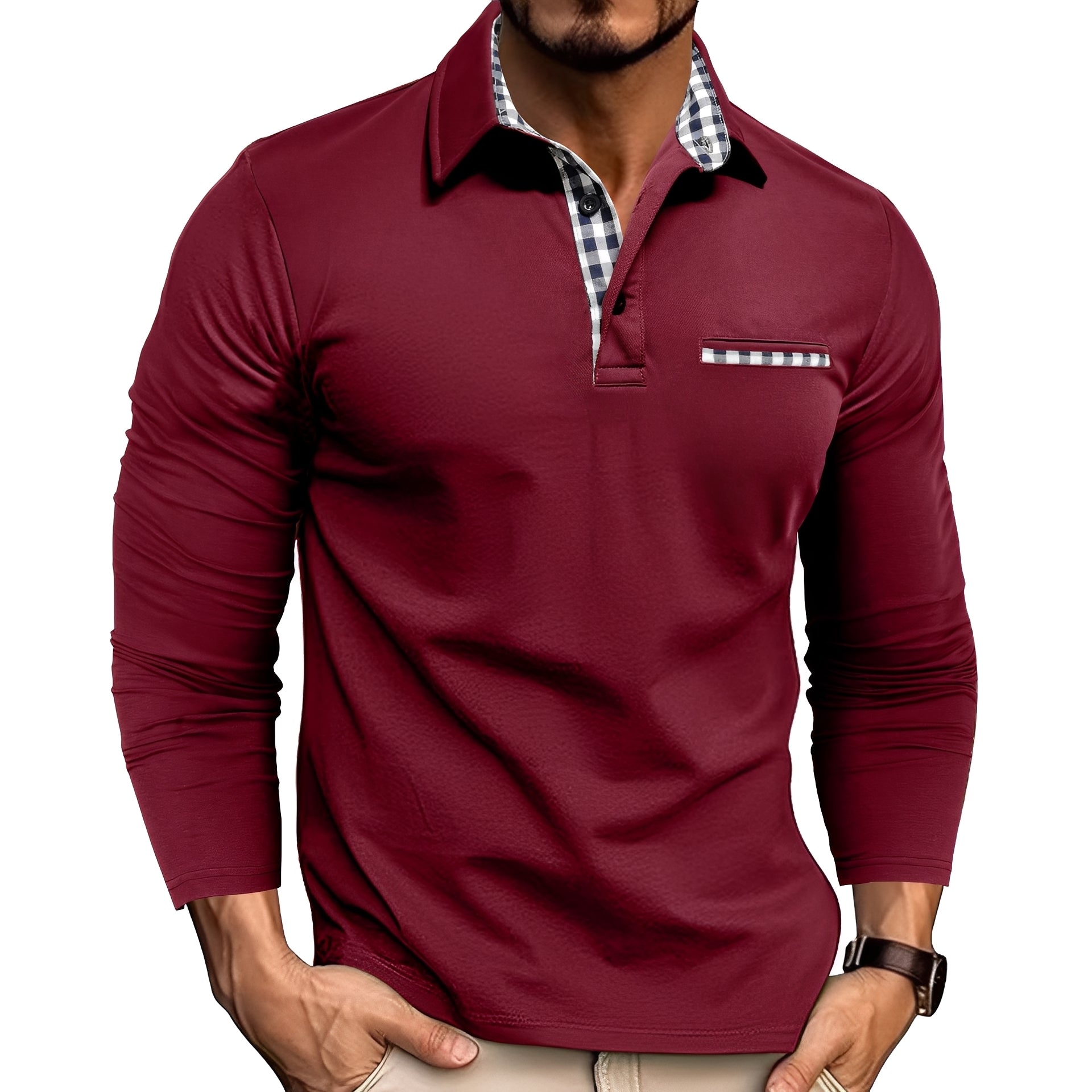 Image of Jamison | Men's Long Sleeve Button-Down Polo Shirt