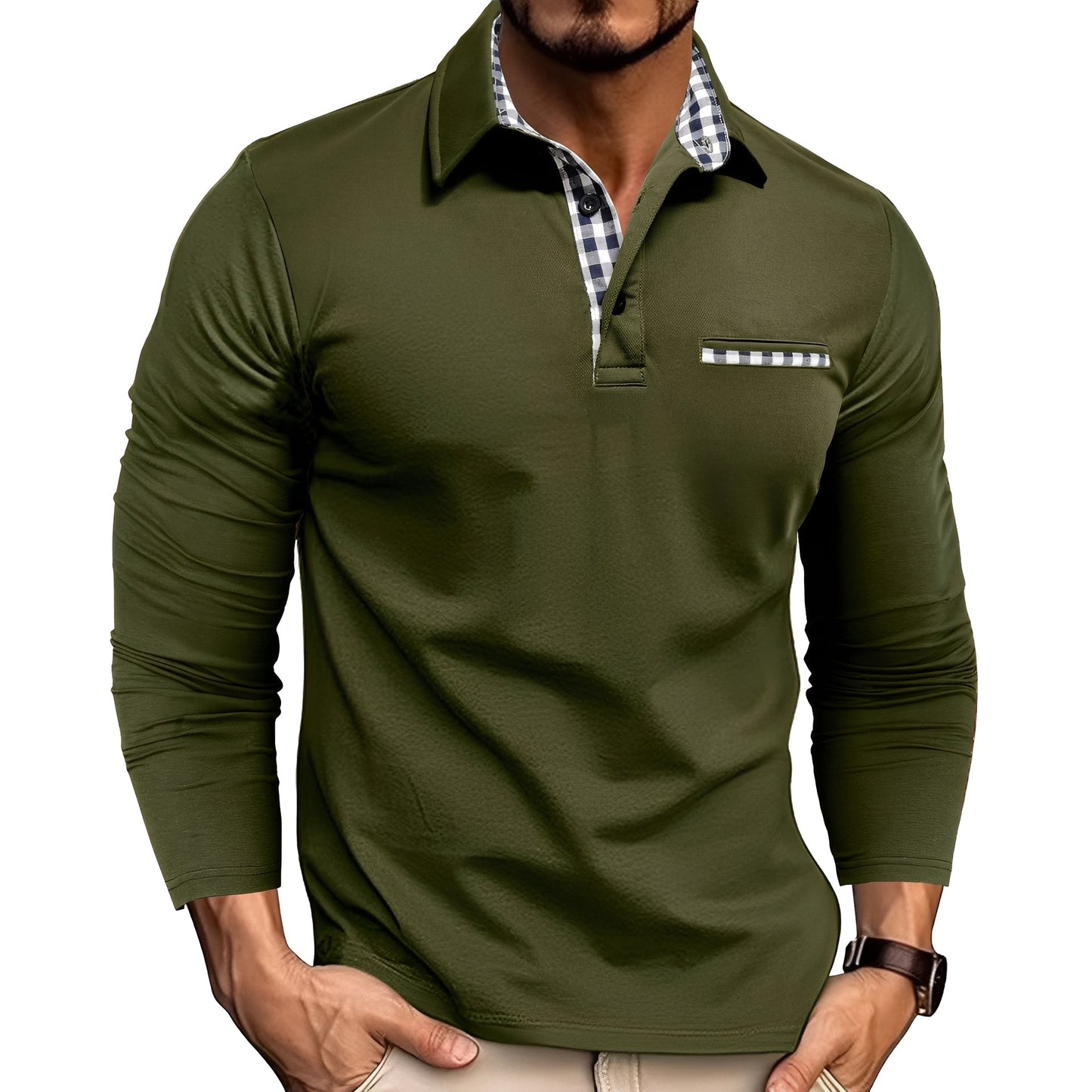 Image of Jamison | Men's Long Sleeve Button-Down Polo Shirt