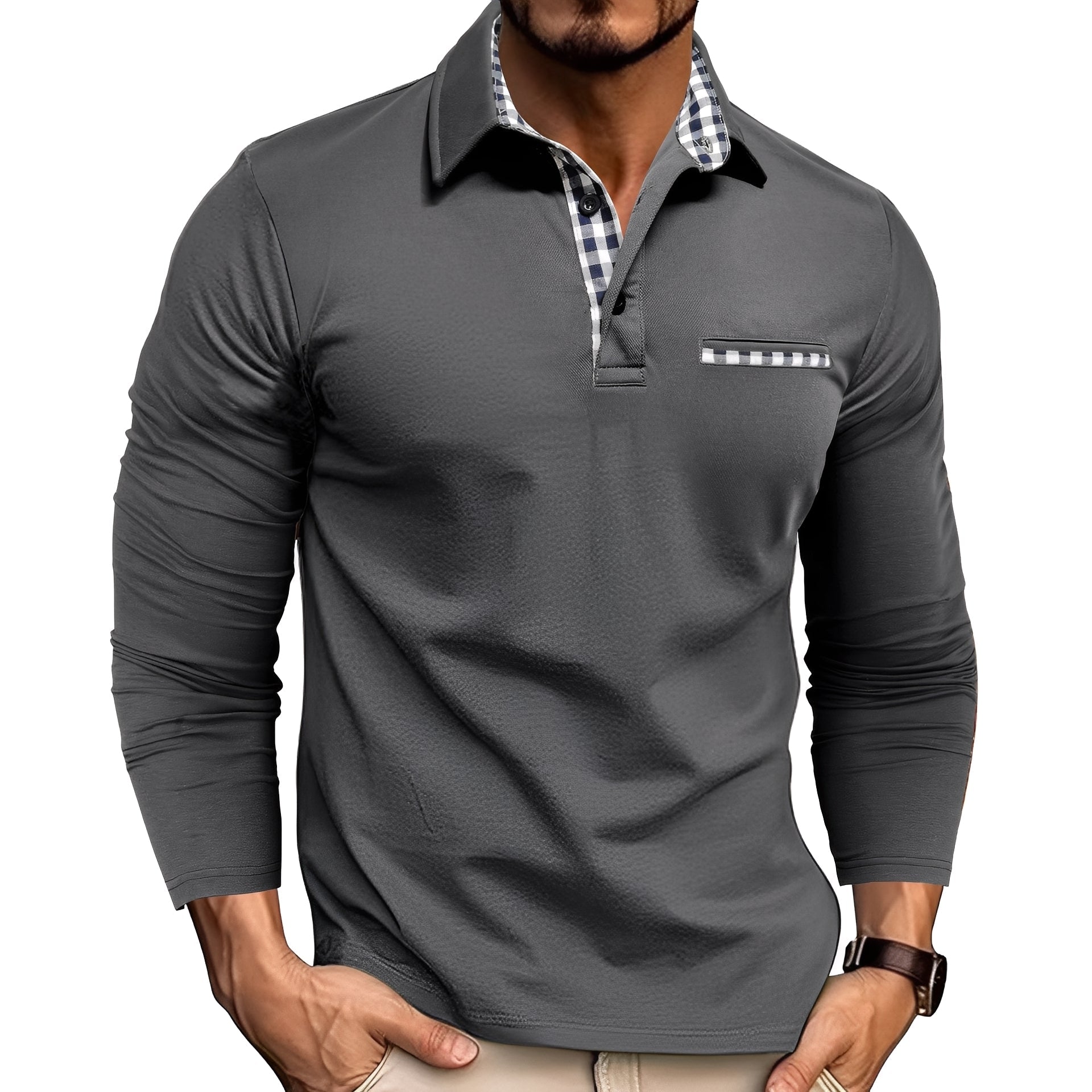 Image of Jamison | Men's Long Sleeve Button-Down Polo Shirt
