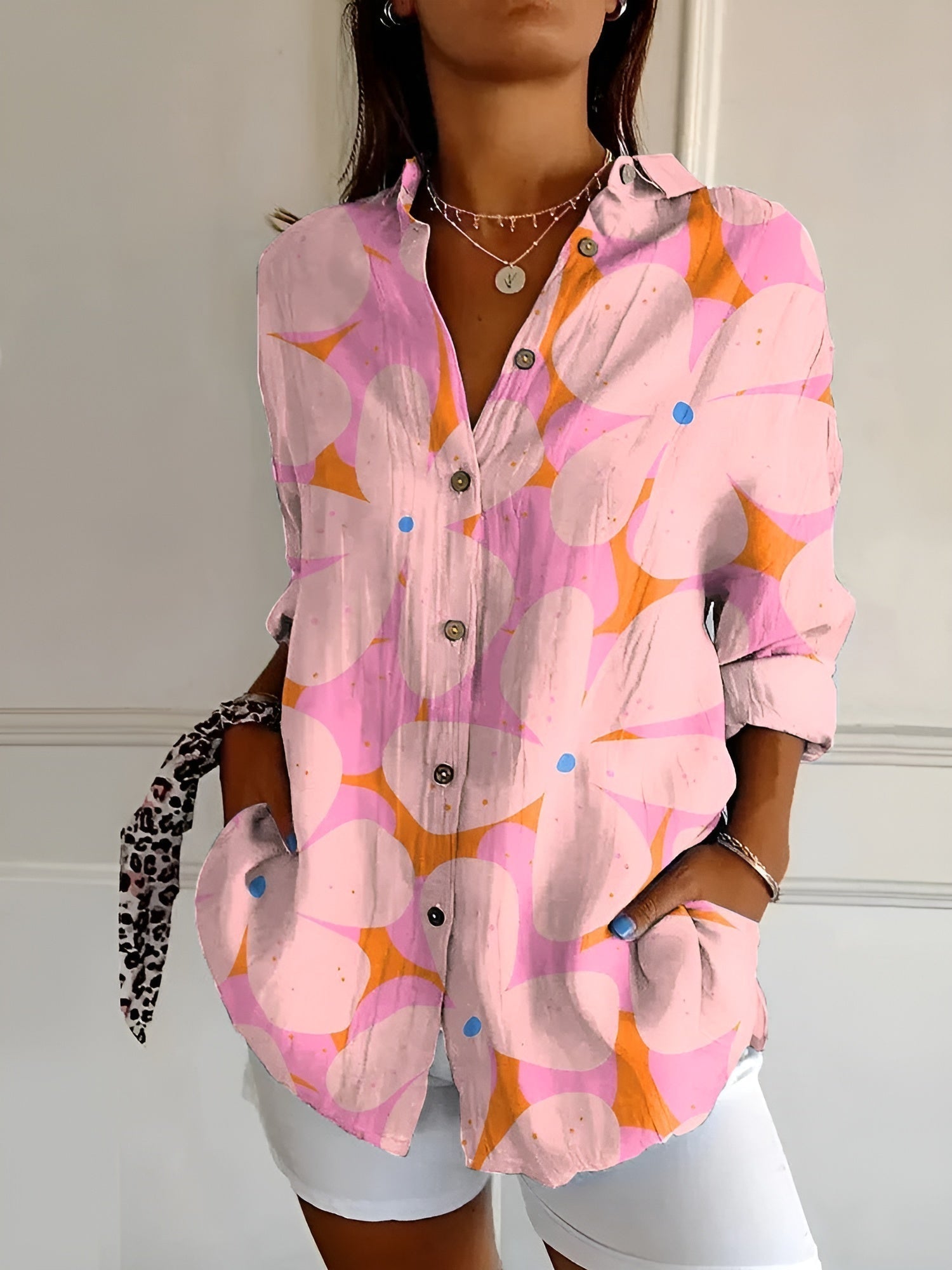 Image of Janet | Women's Button-Down Printed Blouse