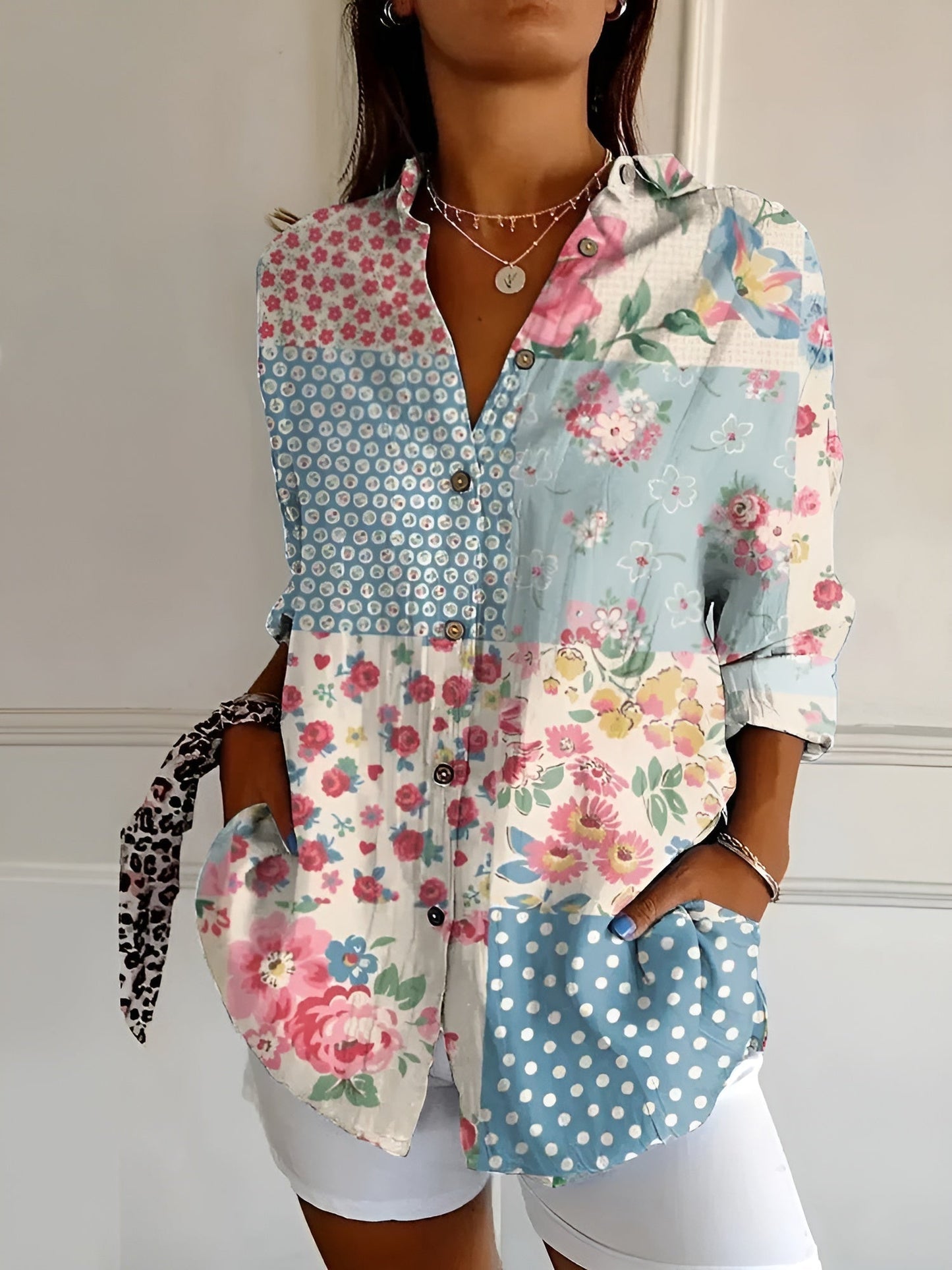 Image of Janet | Women's Button-Down Printed Blouse