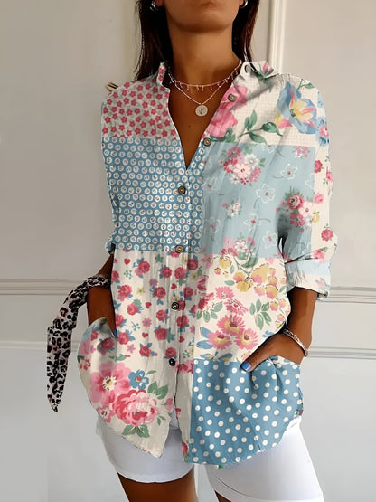 Image of Janet | Women's Button-Down Printed Blouse