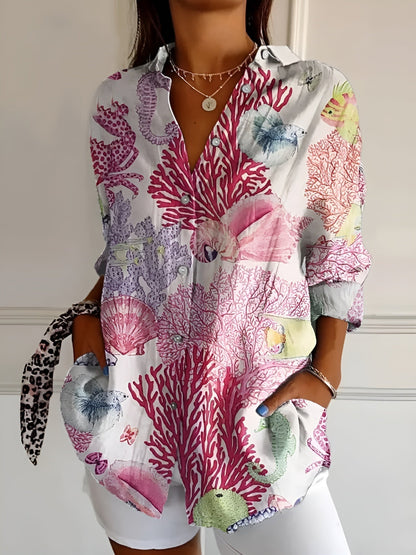 Image of Janet | Women's Button-Down Printed Blouse