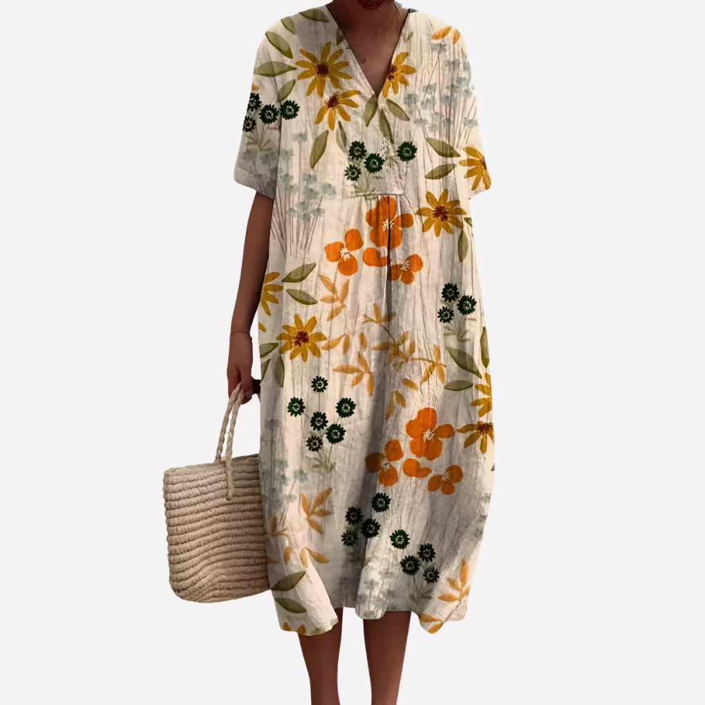 Image of Jean | Women's V-Neck Midi Dress