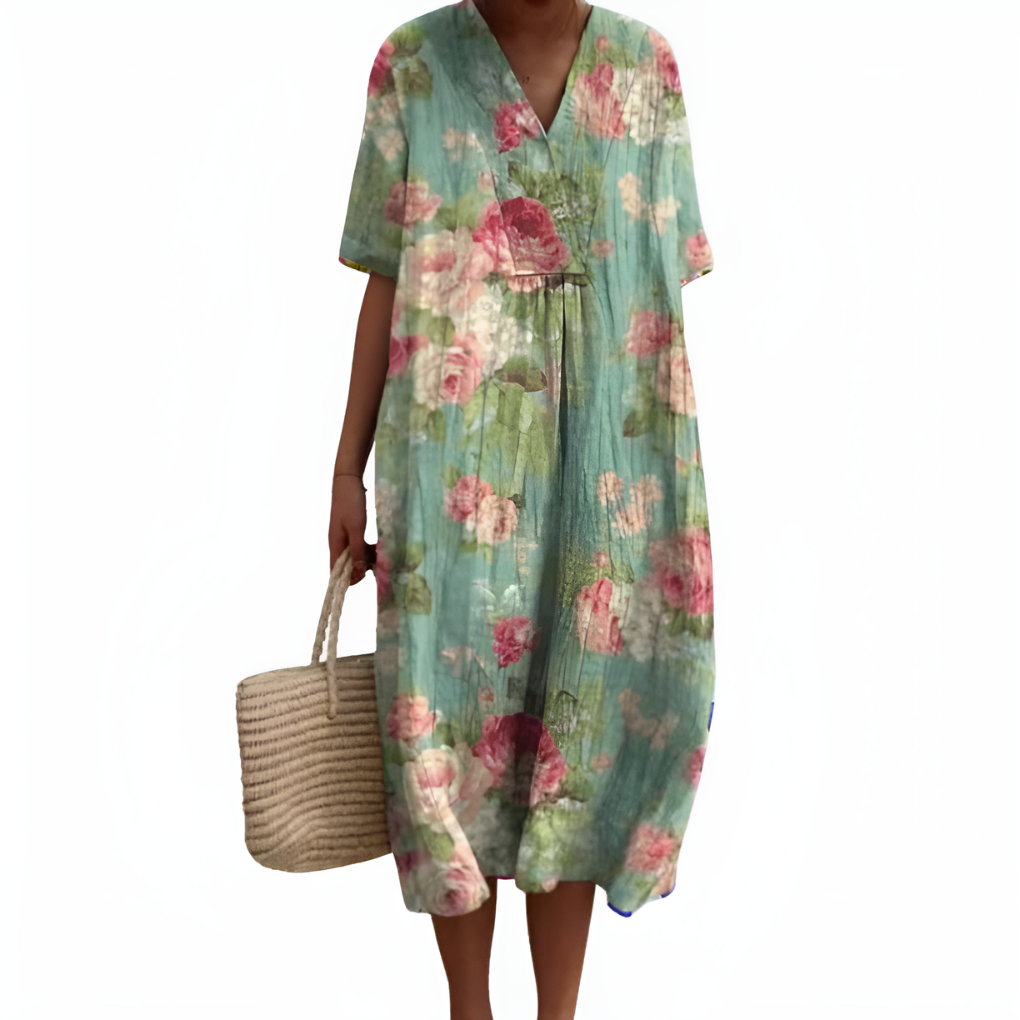 Image of Jean | Women's V-Neck Midi Dress