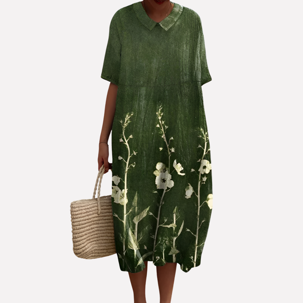 Image of Jean | Women's V-Neck Midi Dress
