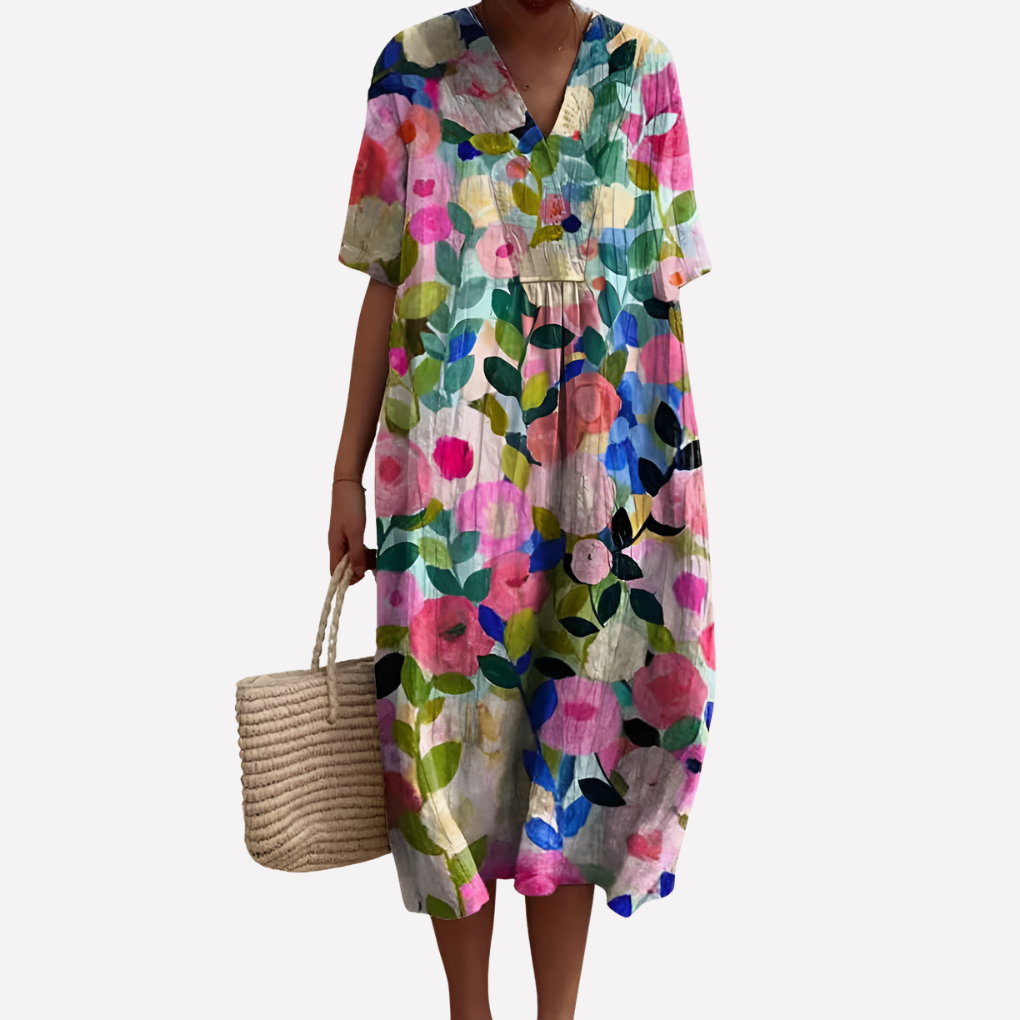 Image of Jean | Women's V-Neck Midi Dress