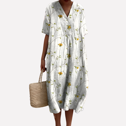 Image of Jean | Women's V-Neck Midi Dress