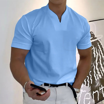 Image of Jed | Men's Band Collar Pocket T-Shirt