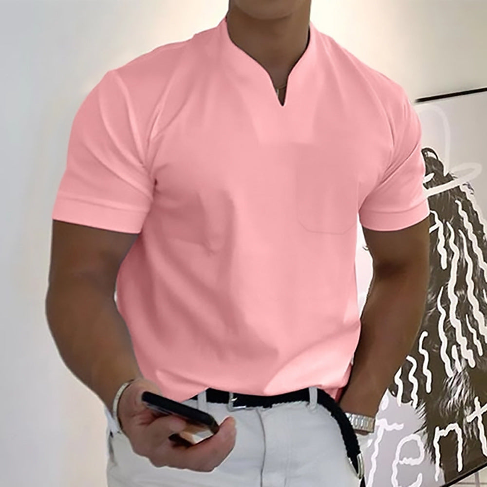 Image of Jed | Men's Band Collar Pocket T-Shirt
