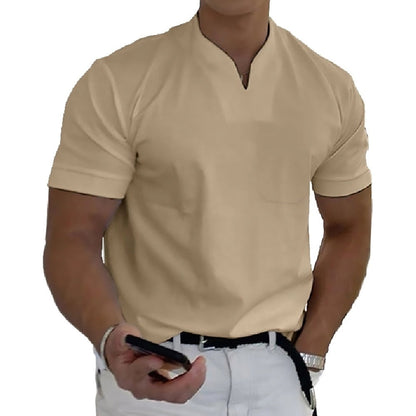 Image of Jed | Men's Band Collar Pocket T-Shirt
