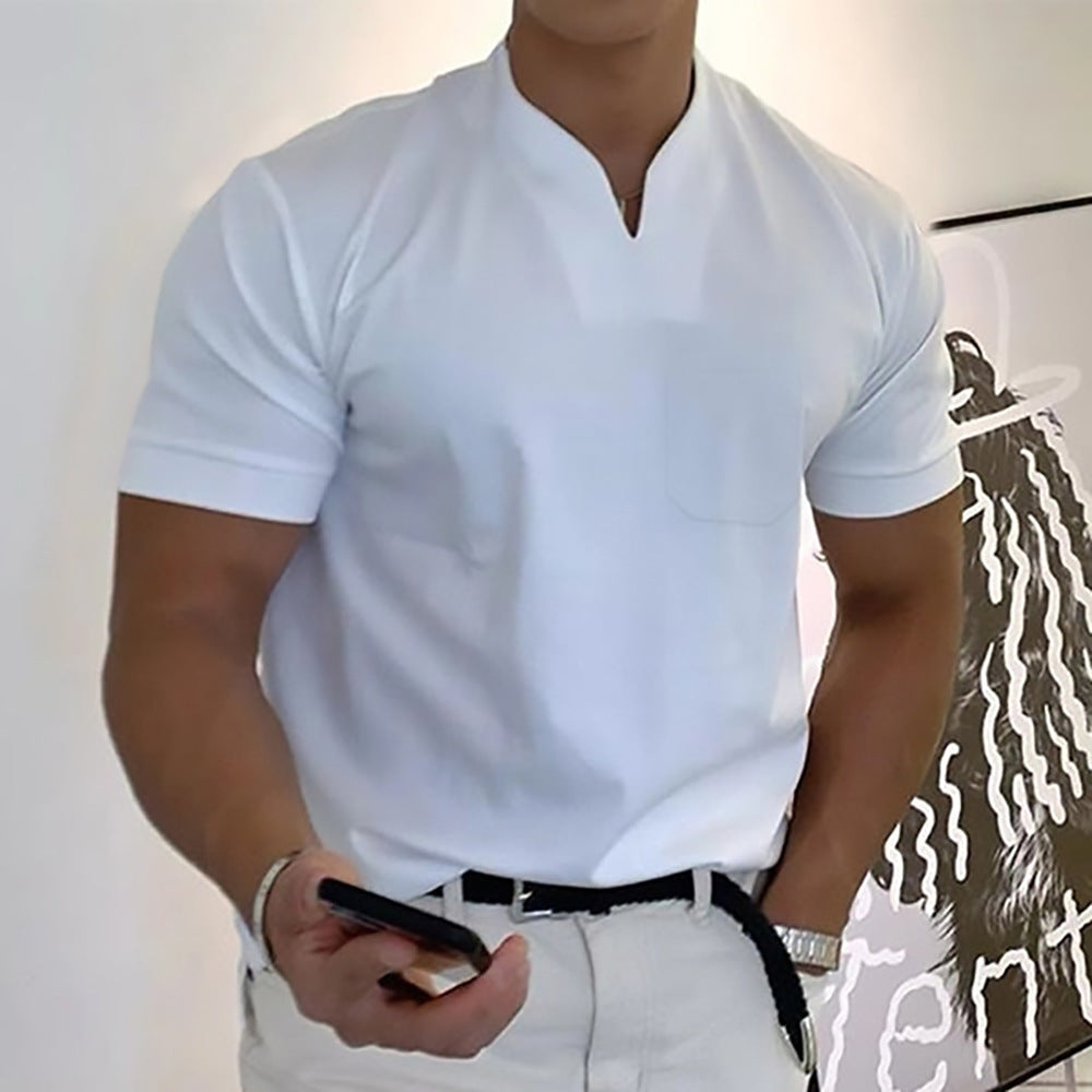 Image of Jed | Men's Band Collar Pocket T-Shirt