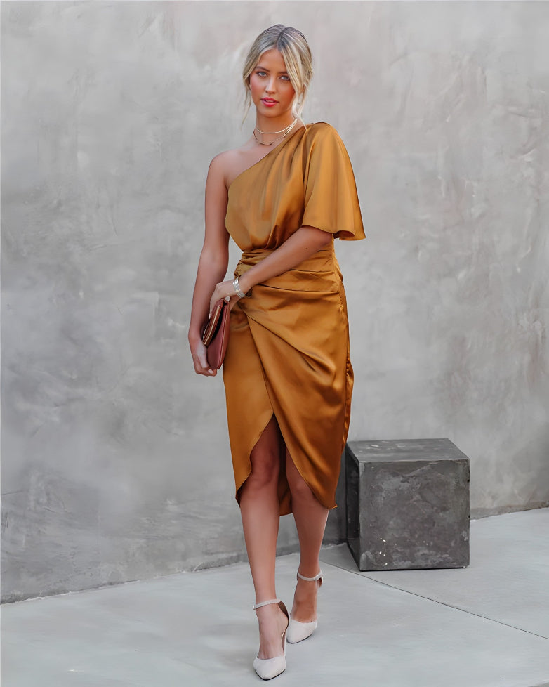 Image of Josephine | Women's One Shoulder Midi Dress