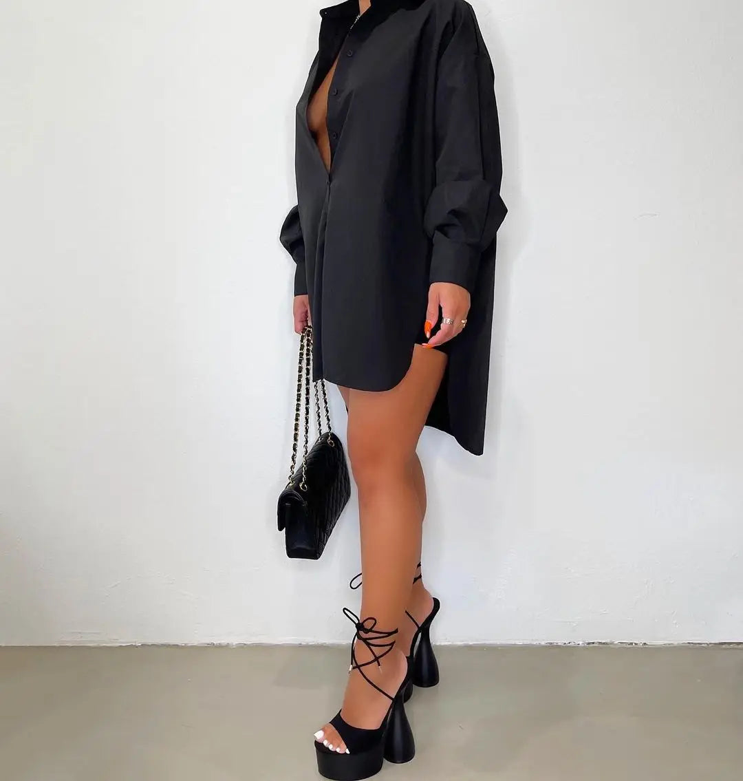 Image of Karina | Women's Oversized Mini Shirt Dress