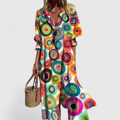 Image of Kendra | Women's V-Neck Maxi Button Down Dress