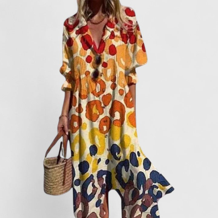 Image of Kendra | Women's V-Neck Maxi Button Down Dress