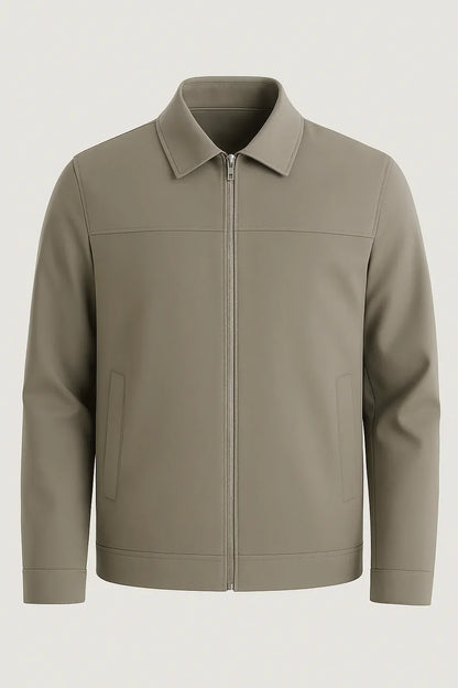 Khaki Casual Jacket with Classic Collar and Soft Plaid Lining for Men and Women - Ideal for Changeable Weather