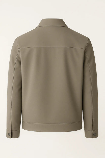 Khaki Casual Jacket with Classic Collar and Soft Plaid Lining for Men and Women - Ideal for Changeable Weather