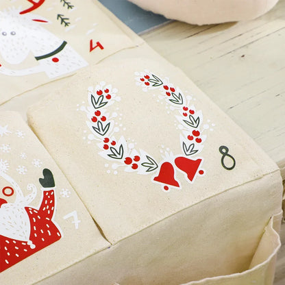 Kids' Advent Calendar with 24 Canvas Pockets – Hanging Christmas Decoration in Multicolor