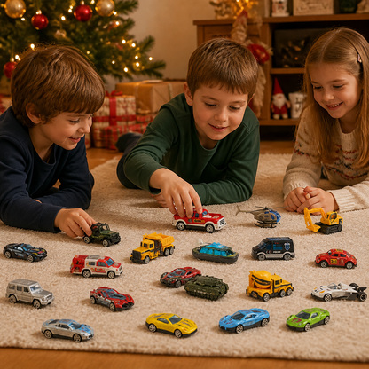 Kids' Car Advent Calendar – 24 Die-Cast Toy Cars for Christmas