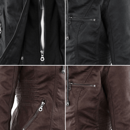 Eileen | Women's Hooded Slim Fit Biker Jacket - Image 17