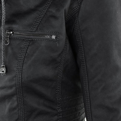 Eileen | Women's Hooded Slim Fit Biker Jacket - Image 13