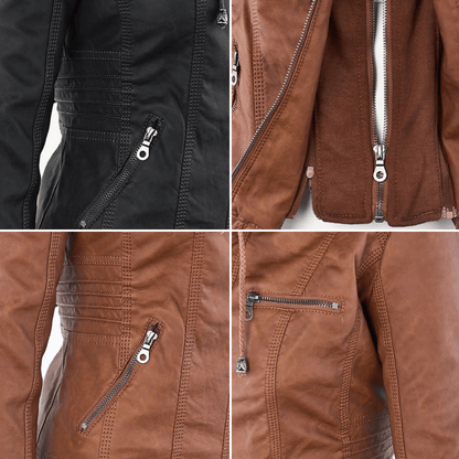 Eileen | Women's Hooded Slim Fit Biker Jacket - Image 18