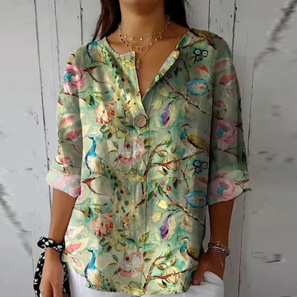 Image of Kristin | Women's Floral Print Button-Down Blouse