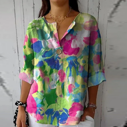 Image of Kristin | Women's Floral Print Button-Down Blouse