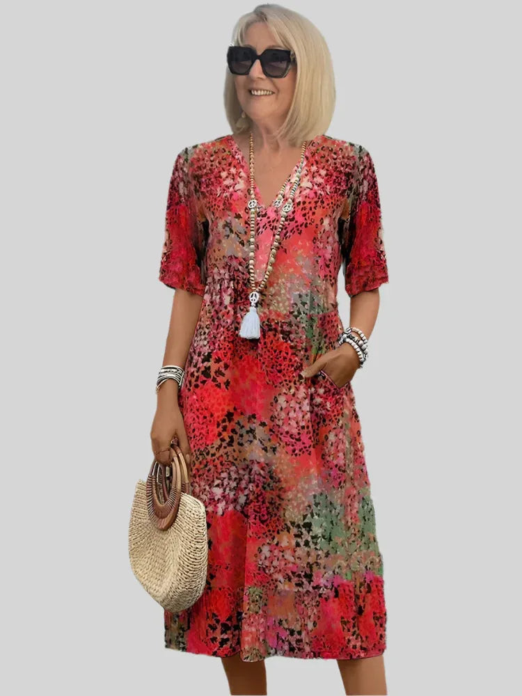 Image of Kristin | Women's V-Neck Casual Midi Dress