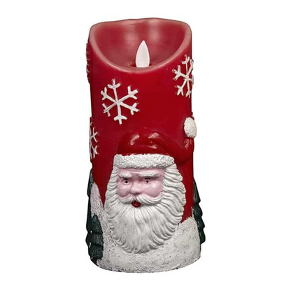 LED Candle with Christmas Motif - Ø9 x 18 cm - Red or White