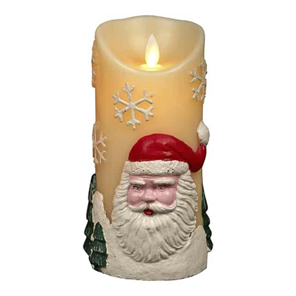 LED Candle with Christmas Motif - Ø9 x 18 cm - Red or White